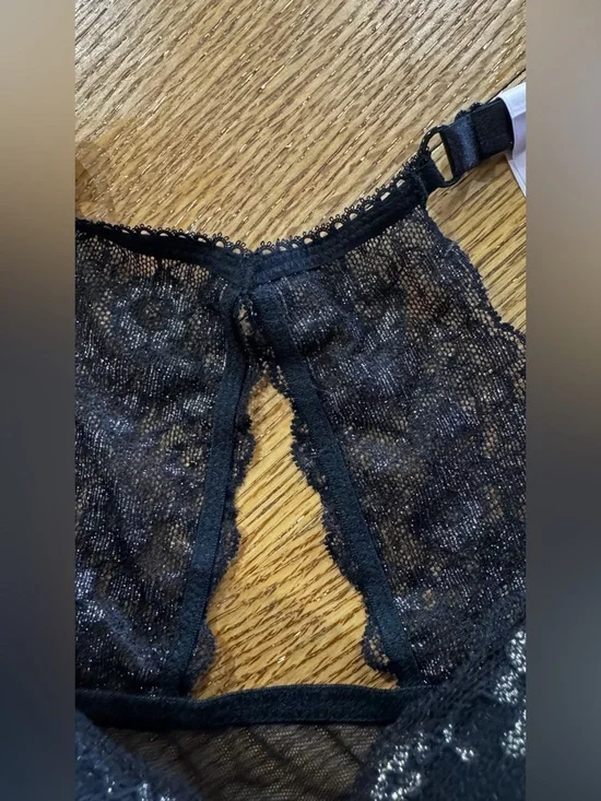 Victoria's Secret Black Lace Racerback Push-Up Bra with Subtle Shimmer - Picture 4 of 11